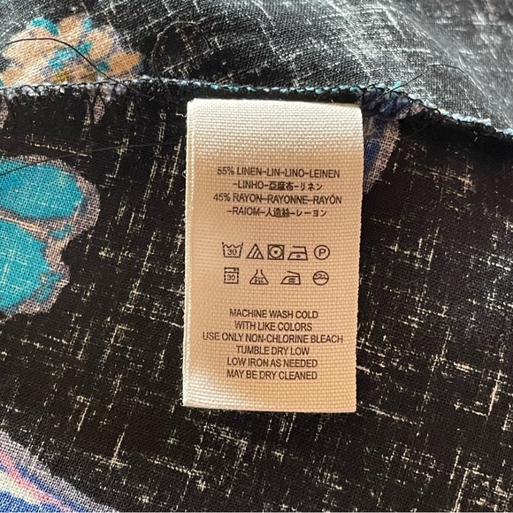 FREE PEOPLE Summer in Tulum Tunic Top Ruffle Floral Black Size Medium - Picture 13 of 15